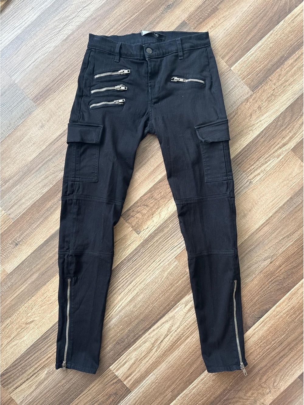 J Brand Houlihan Womens 26 Black Skinny Cargo Pants Zip Ankle Utility Moto